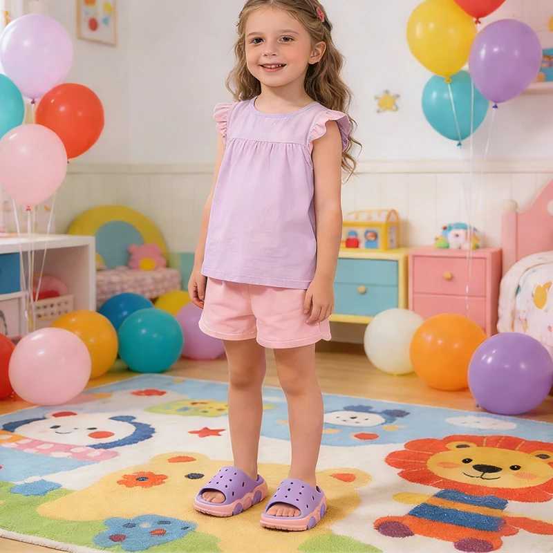 Kinder-Hausschuhe Modische Farbblockierte Jungen-Badezimmerpantoffeln 3-10 Jahre Alte Mädchen EVA-Hausschuhe DIY Schuh-Dekorationen – Detail 1