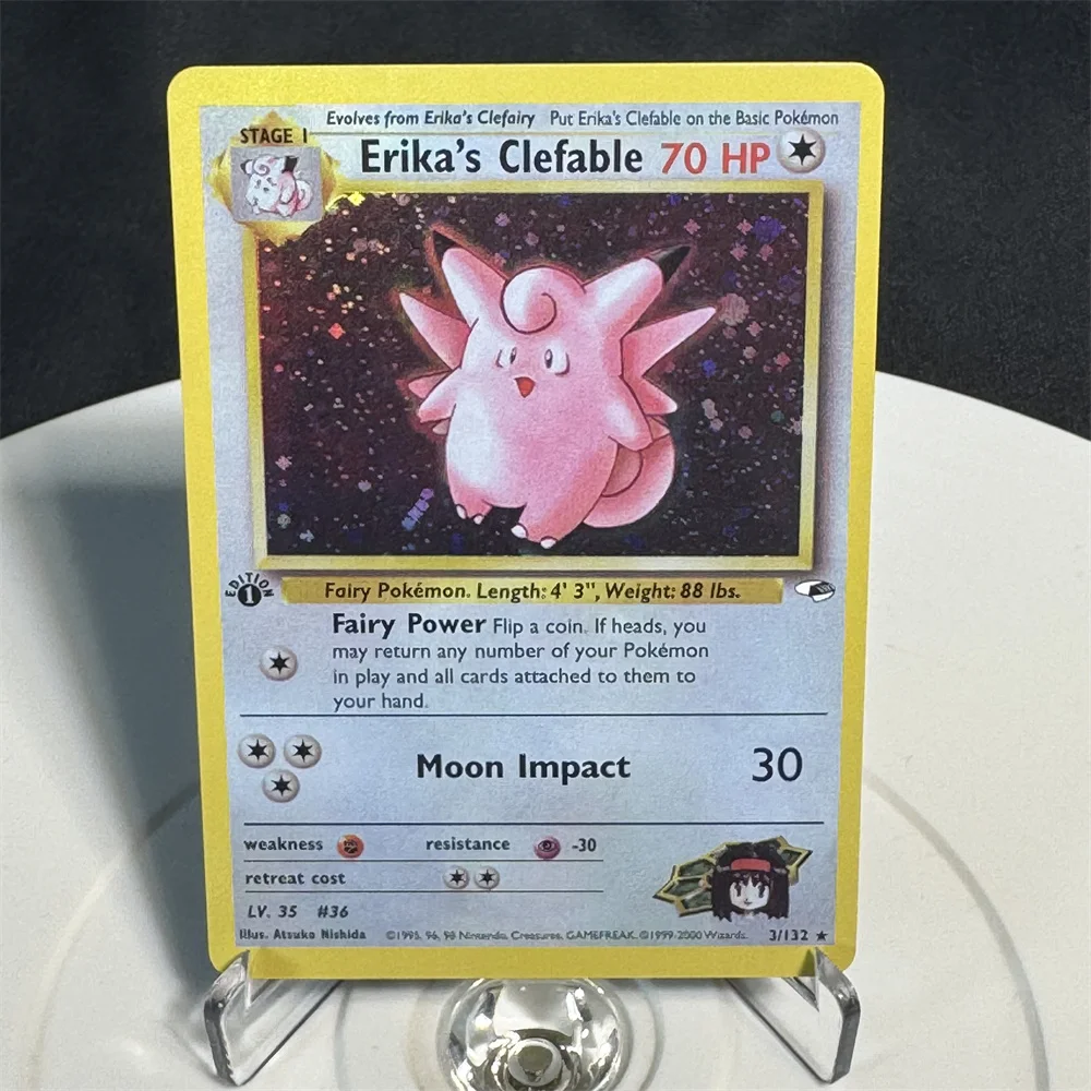 Pokemon Cards Foil Flash Card Gym Heroes/Team Rocket Series Gyarados Clefairy Hitmonchan Trading Card Toys Gifts Proxy Card