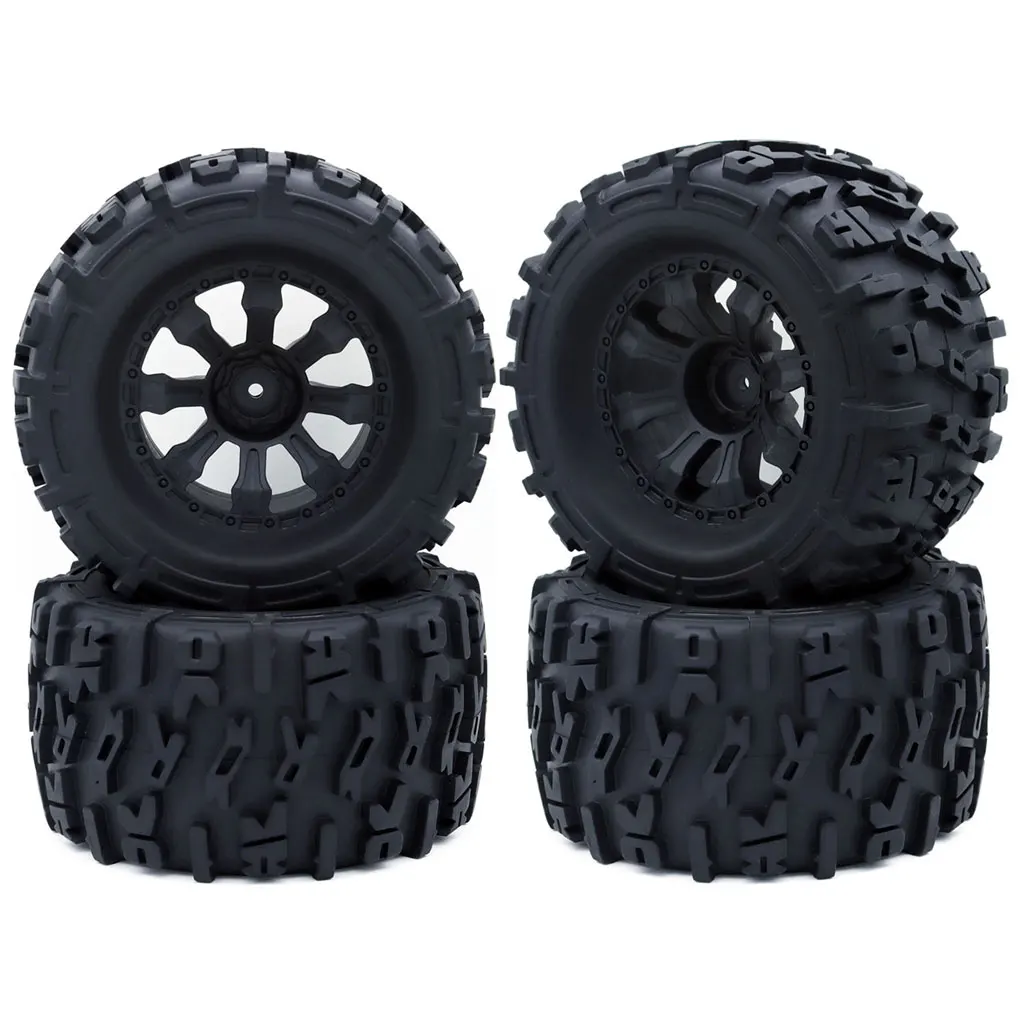 4pcs 120mm 125mm Rubber Tires 1/10 RC Monster Truck Tires and Wheel Rims 12mm Hex For RC Crawler Trxs Himoto HSP HPI Redcat