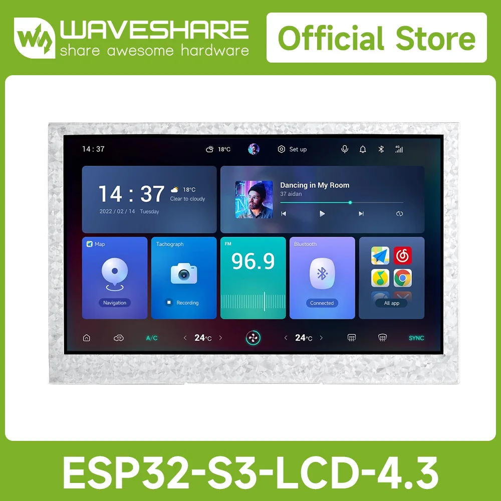 Waveshare ESP32-S3 Carte de développement d'affichage capacitif 4,3 pouces, 800 × 480, options 5 points pour touch, compatible avec Arduino