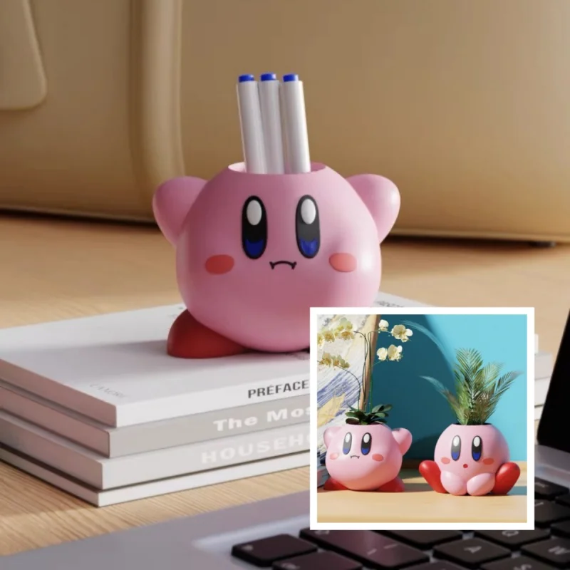 

Kirby Pen Holder Anime Desktop Decorate Cartoon Kawaii Stationery Storage Storage Boxs Cute Bedroom Accessory Children Gifts