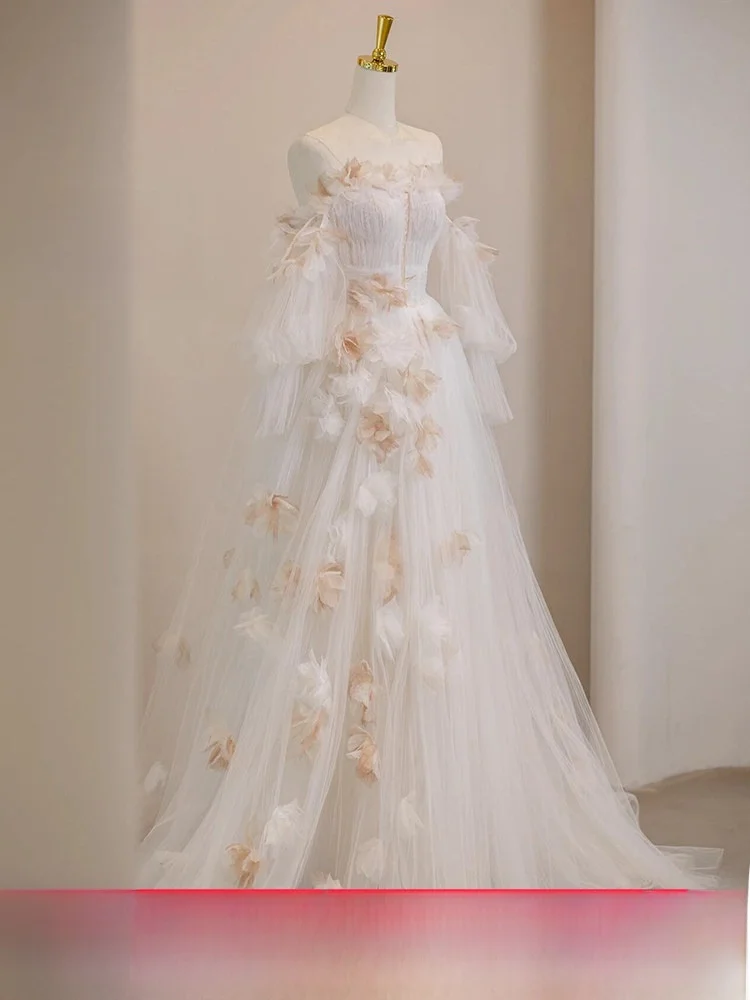 

Роскошное зимнее свадебное платье Princ Sle с одним плечом, из сетчатой ткани, с рукавами, для невесты, создающее ощущение роскоши