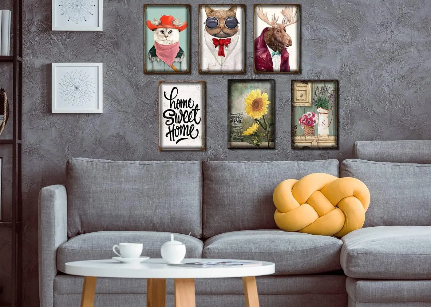 الرجعية تين تسجيل المعادن المشارك خمر جدار ديكور المنزل الحلو المنزل للحانة المطاعم مقهى نادي اللوحة رجل الكهف جدار 8x12 #6