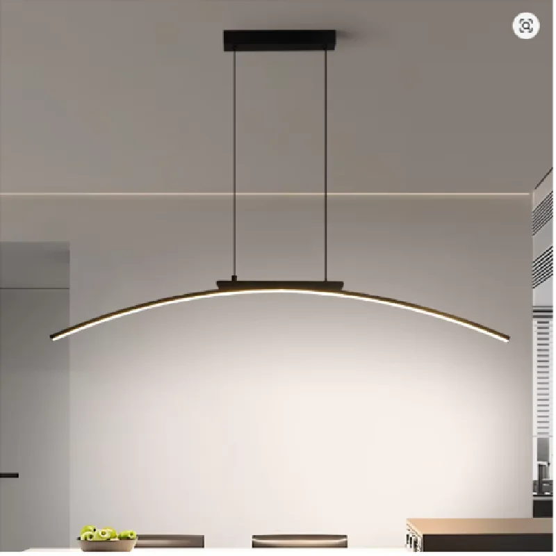 Modern LED Arc Pendant Light Dimmable Brightness Sleek Hanging Lamp for Dining Room Kitchen Energy Efficient Home Lighting Decor