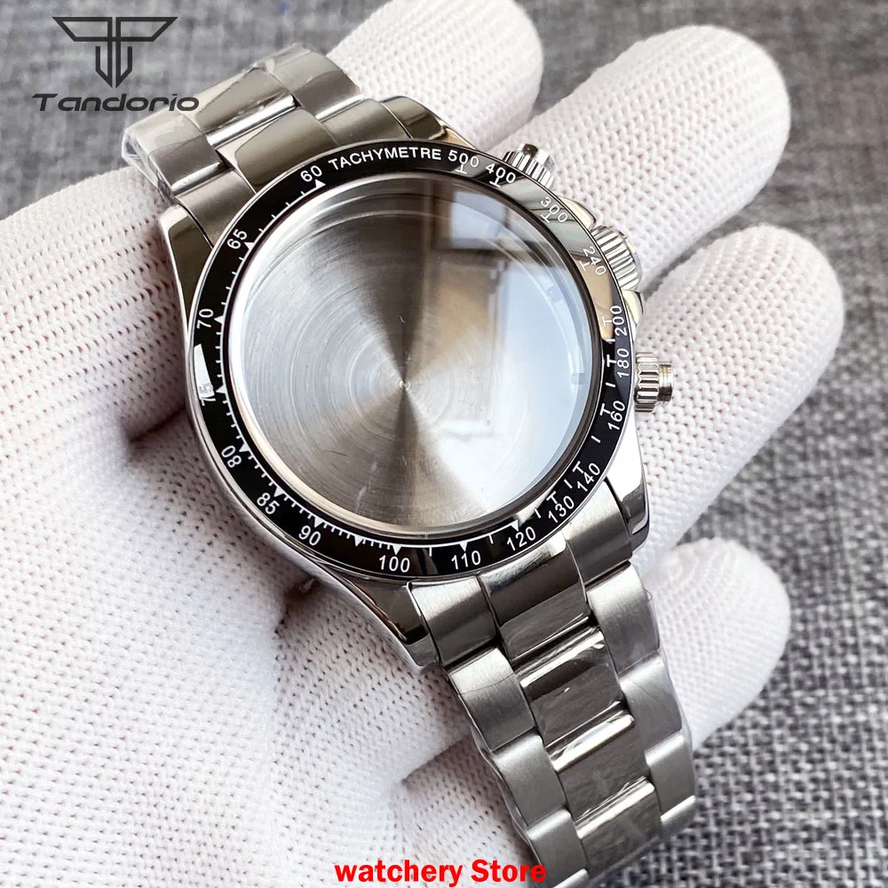 

38mm Stainless Steel Fit VK63 VK64 Quartz Chronograph Multifunction Watch Case Sapphire Crystal Ceramics Bezel Watch Parts Tool