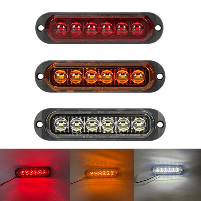 

10PCS 12V 24V 6 LED Side Marker Lights Warning Light Auto Car External Lights Trailer Truck Lorry Clearance Lamp Red Amber White