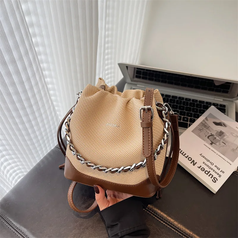 

2025 Premium Bucket Bag for Women Trendy Chain Strap Shoulder Purse Fashionable Small Crossbody Bag Unique Designer Handbag