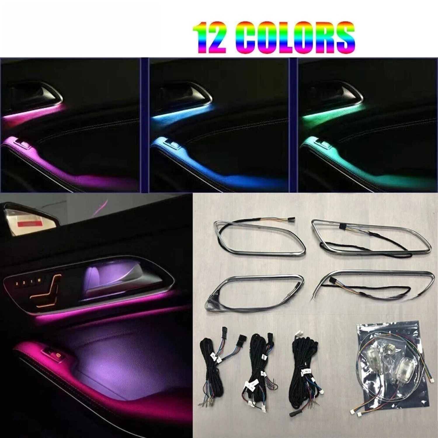 

1Set 12 Colors Ambient Light To Door Decoration of Mercedes Benz W117 CLA 2014-2019 Car Lights Car Replacement Parts