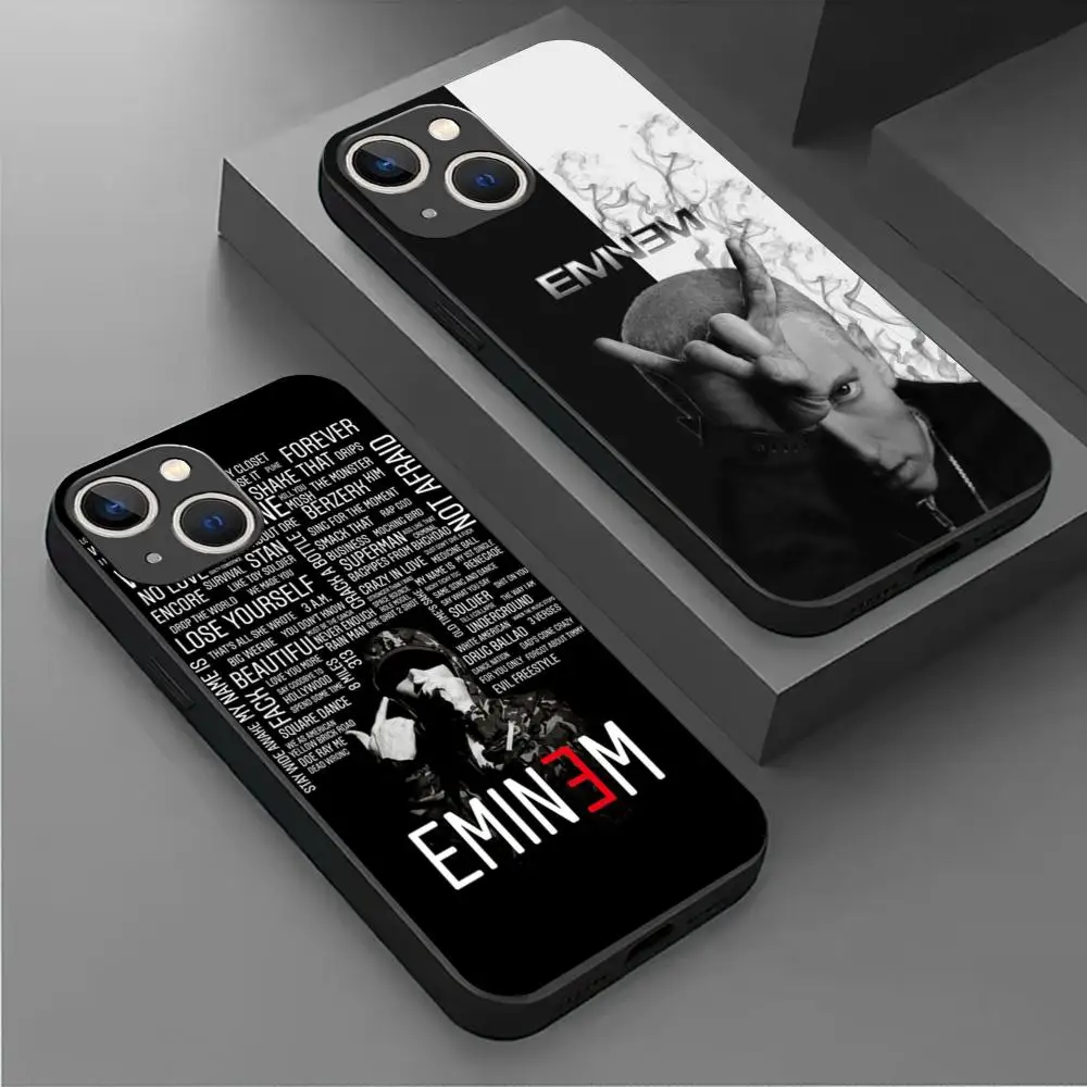 E-Eminemes Hot Rapper Phone Case For iPhone 16 15 14 13 12 11 X XR XS 8 Plus Mini Pro Max Soft black Shockproof Cover