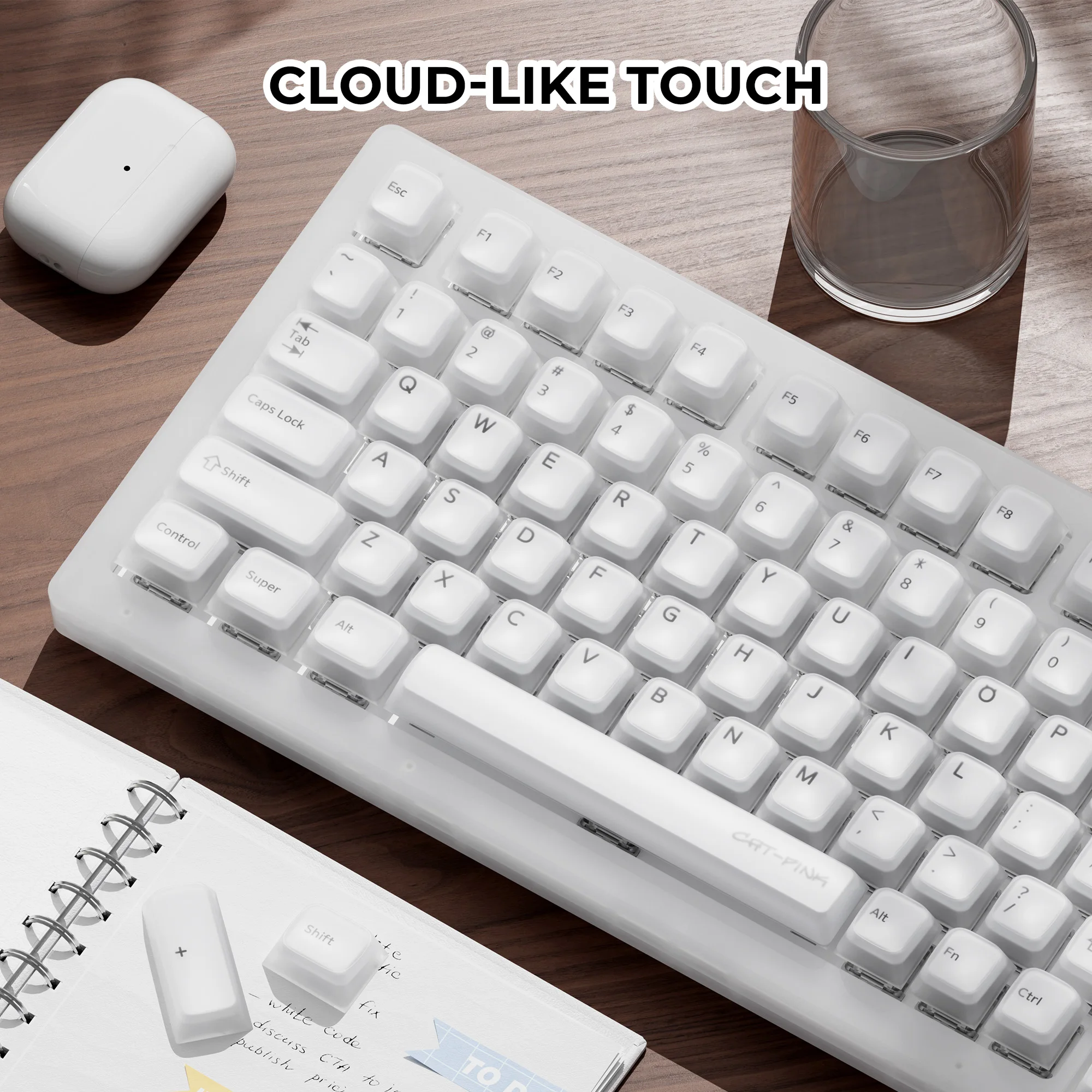 XVX-teclas de silicona blancas con perfil Cherry para teclado Cherry MX, teclas translúcidas 75%, tacto similar a la nube