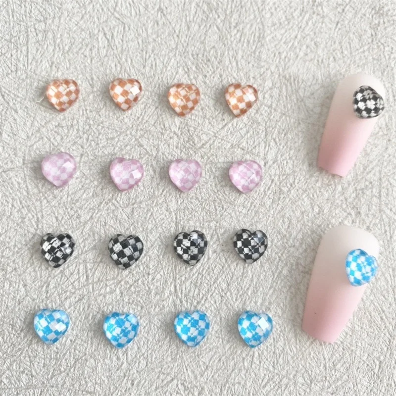 10PCS Kawaii Candy Rainbow Love Heart Nail Art Charms 3D Bow Tie Series Nails Decorations Jewelry Resin Stone Pattern Manicure