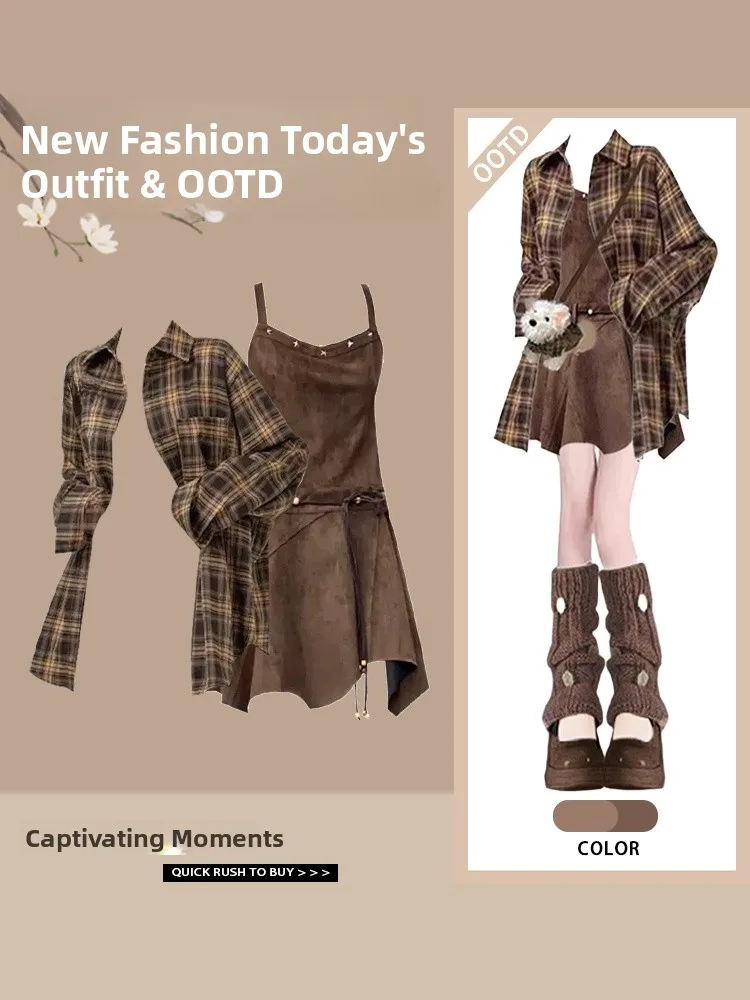 

Rebel Yell ature Women's Dr Trendy unge Sle Korean Design Autumn Collection Long Sve Collar Button up Skirt