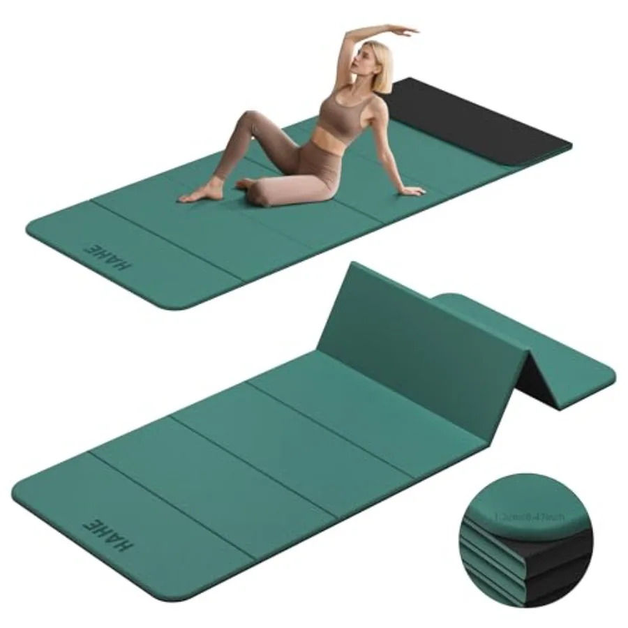 Yoga mat for home gym and Pilates, TPE material, black, 7-fold extra thick design with non-slip surface and high density portab