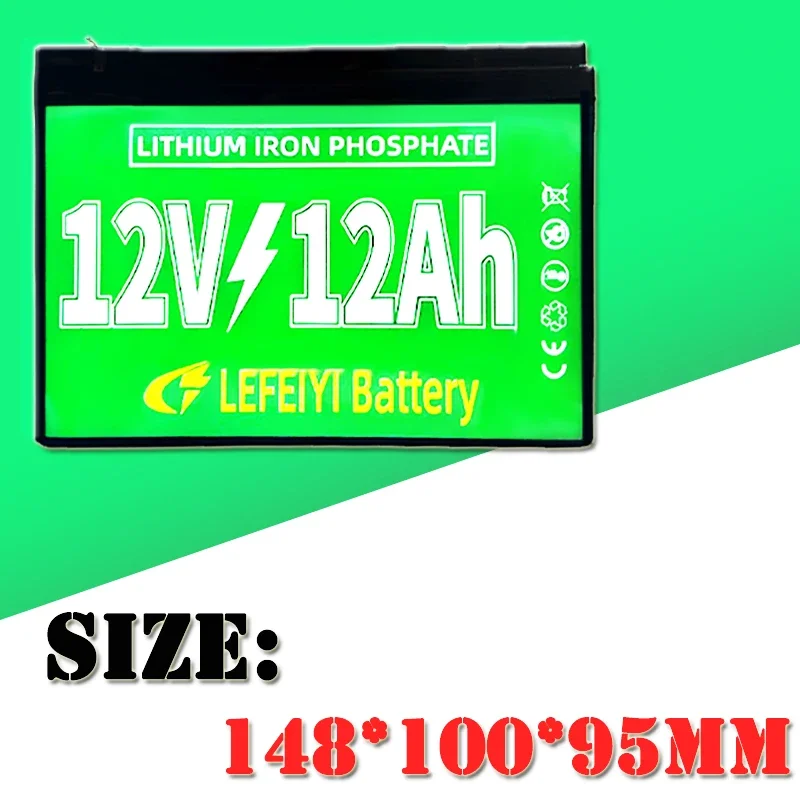 12V 12AH LiFePo4 Battery Pack 12000mAh Lithium Iron Phosphate Battery Built-in BMS 12.8V for Kid Scooter Boat Motor Light