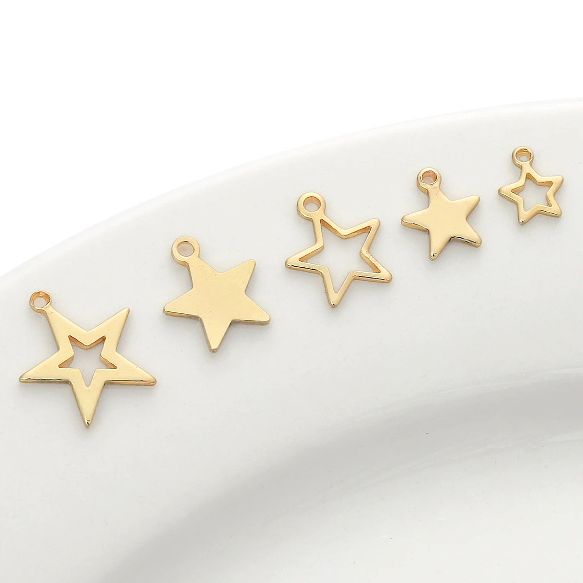 10pcs 14K Gold Plated Fashion Brass Star Pendants Charms Pendant for Earring Necklace Bracelet Jewelry Making Findings
