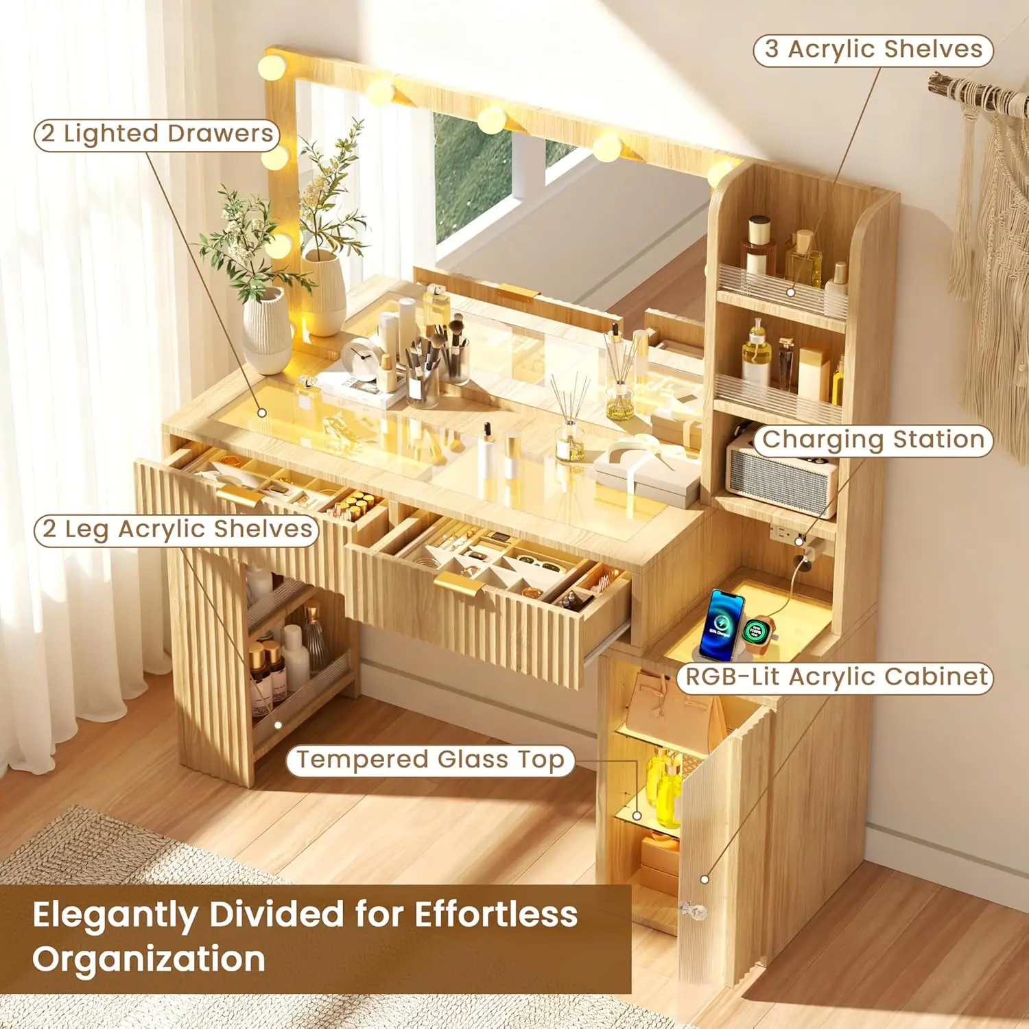 Fluted Vanity with Lights 3