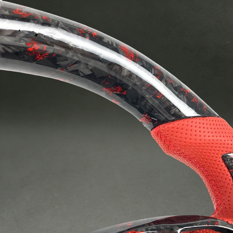 Red Forged Carbon Fiber Steering Wheel Fit for Chevrolet Corvette C7 with Red Perforated Leather Drop Shipping DIY Color Hot New view 4