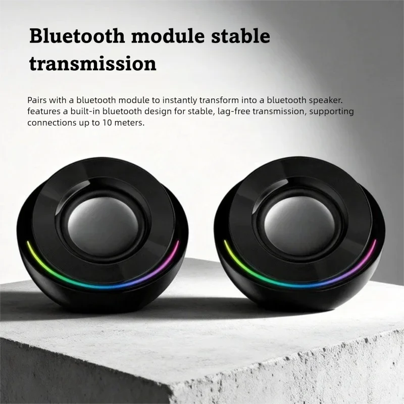 

Компьютерные колонки с RGB LED-подсветкой, Bluetooth/USB/3.5мм AUX, проводным управлением, стереозвуком 3W*2 для ПК, ноутбуков, офиса и игр