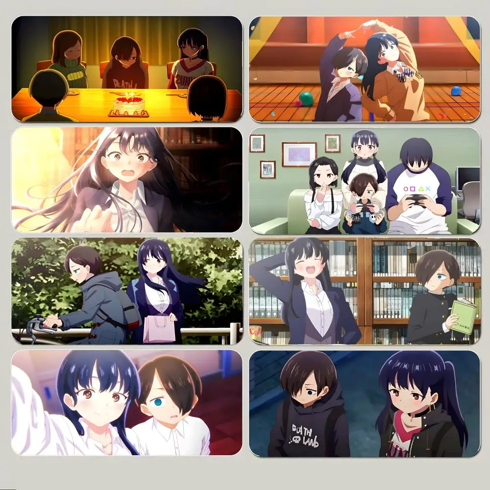 

Коврик для мыши с изображением персонажей аниме T-The Dangers in My Heart, большой игровой коврик для мыши с толстым прошитым краем, нескользящий коврик для стола