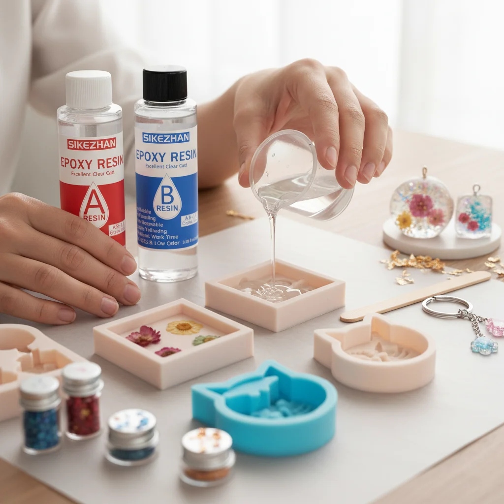 Epoxy Resin and Hardener Kit + White Pigment，1:1 Mix，Clear Pouring for DIY Crafts/Jewelry，Bubble‑Minimizing，Smooth Self‑Leveling