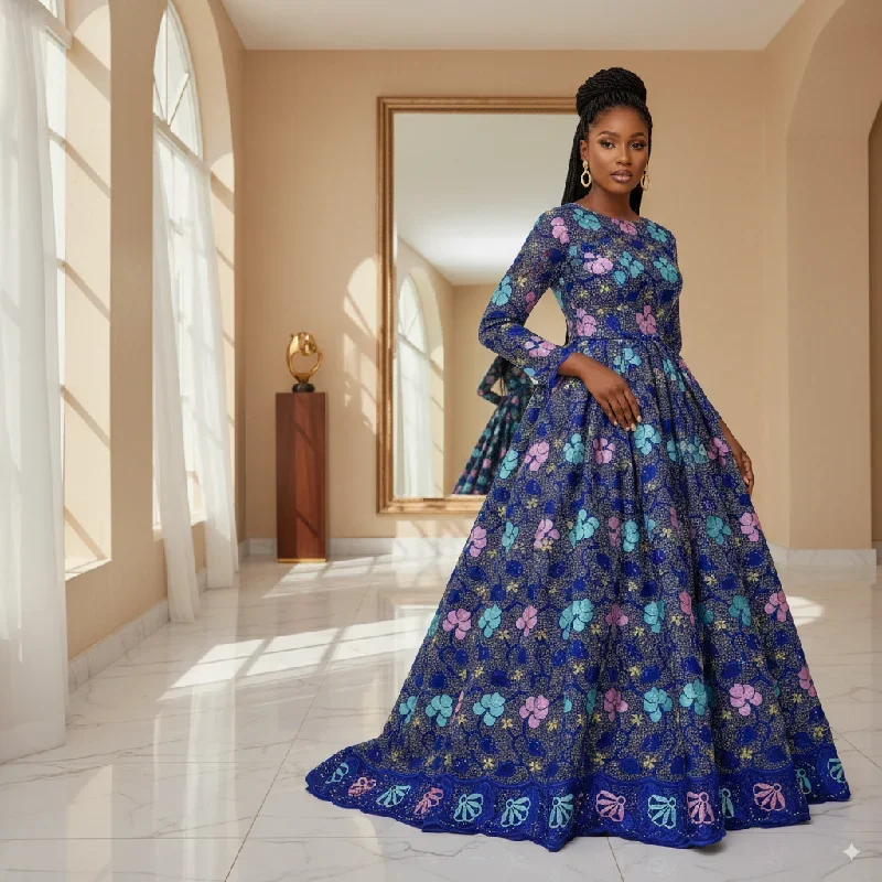 

5-ярдовая высококачественная швейцарская кружевная ткань, сухая кружевная вышивка, африканские ткани из 100% хлопка, швейцарская вуаль, кружево в Дубае, стиль 27L592801