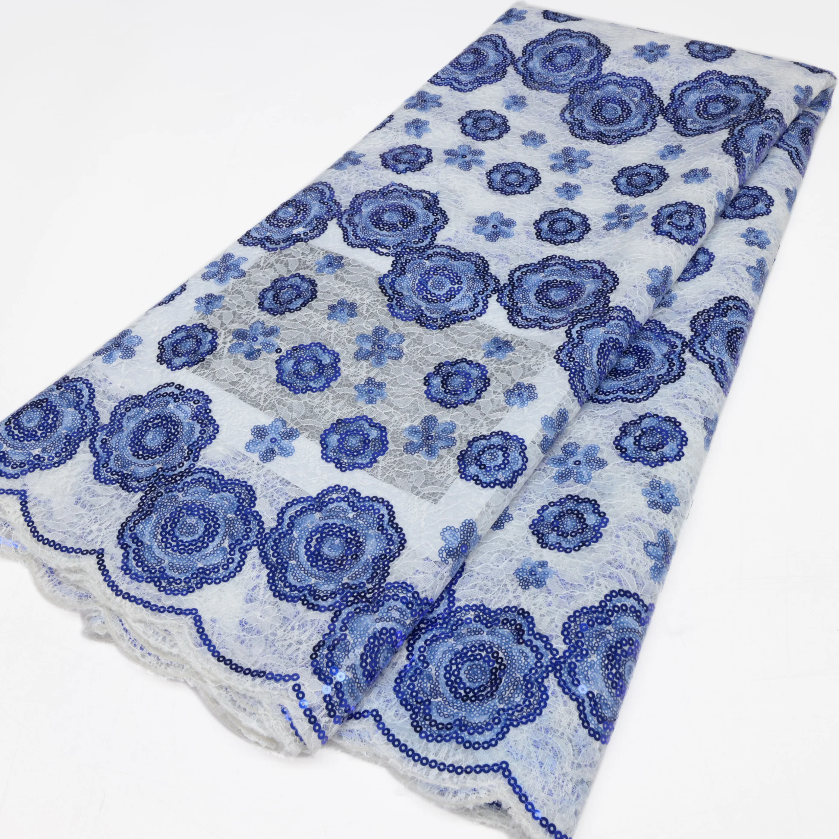 

2024 High Quality French Tulle Lace Fabric African Sequins Net Embroidery Lace Fabric Nigerian For Women Wedding Party Dress Sew