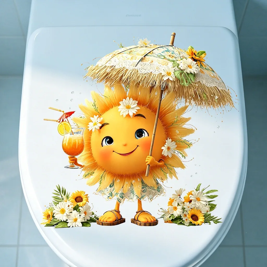 Summer Sunflower Wall Decal Self-adhesive Wall Sticker Removable Flower Mural DIY Wall Art Decor for Nursery Bedroom Bathroom view 3
