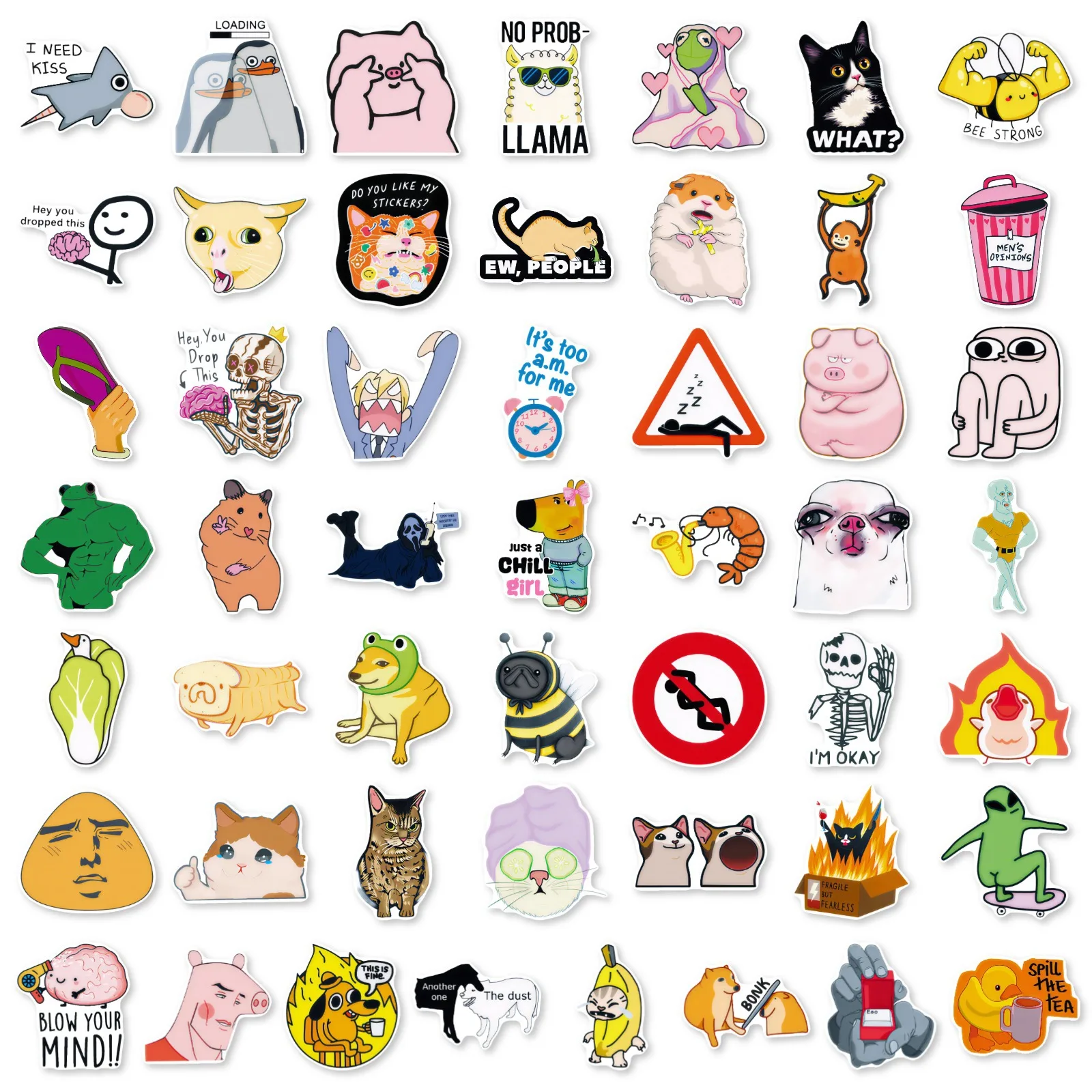 250pcs/lot Funny Humorous Creatively Quirky Stickers for Laptop Computer Guitar Luggage Cup Bicycle PVC DIY Scrapbooking Sticker