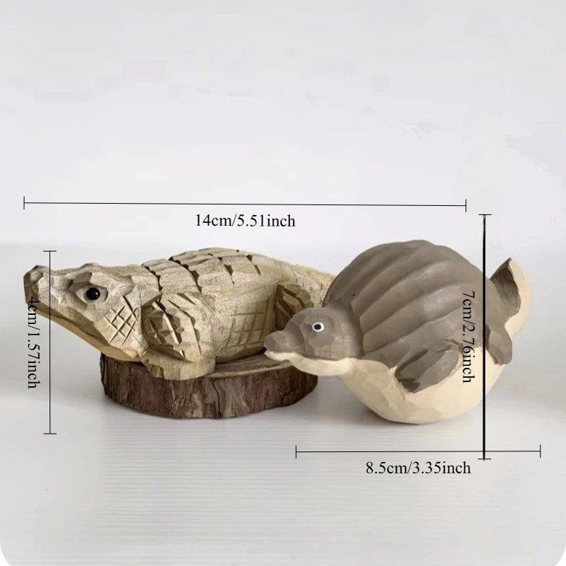 Handcrafted Crocodile Wood Statue Marine Animal Figurine Desk Ornament Ocean Inspired Therapy Room Handmade Wooden Decorations