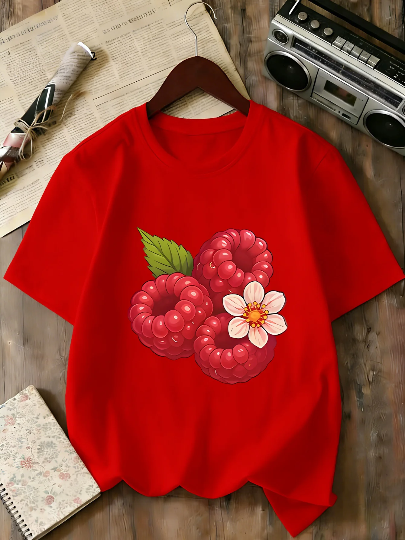 Raspberry Fruit Kids Tee Sweet Nature Graphic Print Boys Girls Family Matching Cotton Summer Short Sleeve Basic Children Tshirt