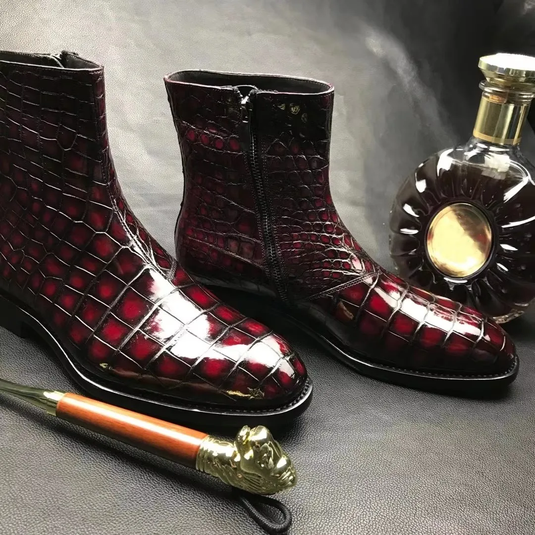 yingshang new men boots  male crocodile shoes brush color leisure winter wendding shoes