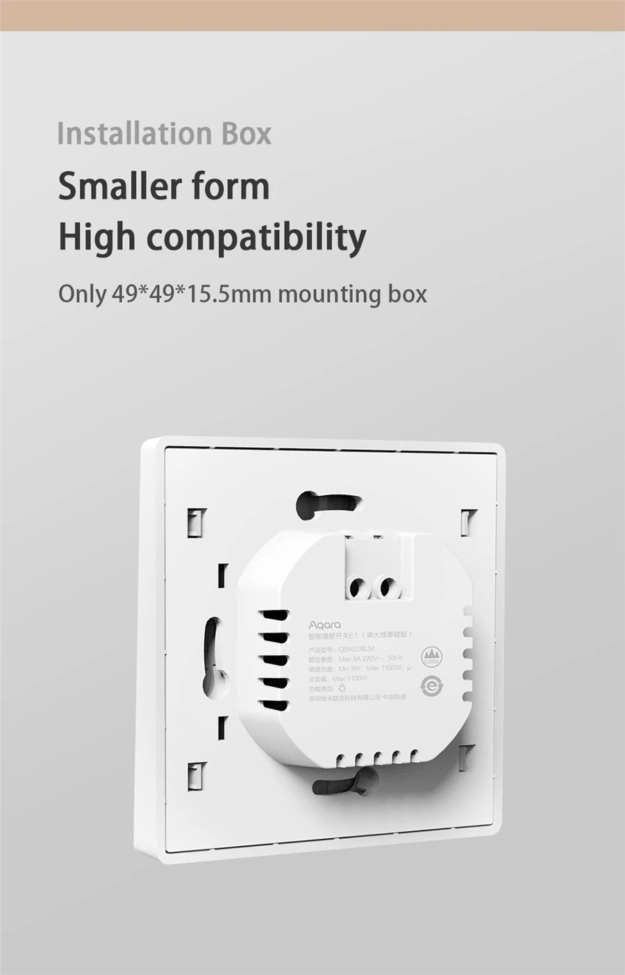 Imagem -05 - Aqara-interruptor de Parede Inteligente e1 Zigbee 3.0 Chave sem Fio Fio de Fogo Não Neutro para Xiaomi mi Home Homekit