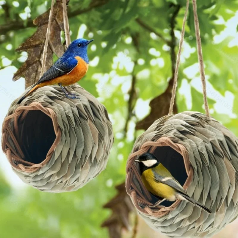 

Hand-Woven Round Bird Nest - Natural Rattan Hanging Bird Cage, DIY Garden Decor for Outdoor Patio Balcony, Dropshipping Availabl