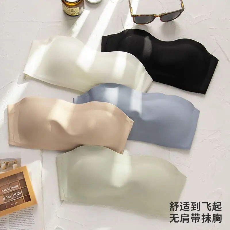 

2 шт. простых бесшовных бюстгальтеров-бандо без бретелек для женщин, летние, невидимые, дышащие, с эффектом пуш-ап, противоскользящие, без спинки, милые, в стиле кавай