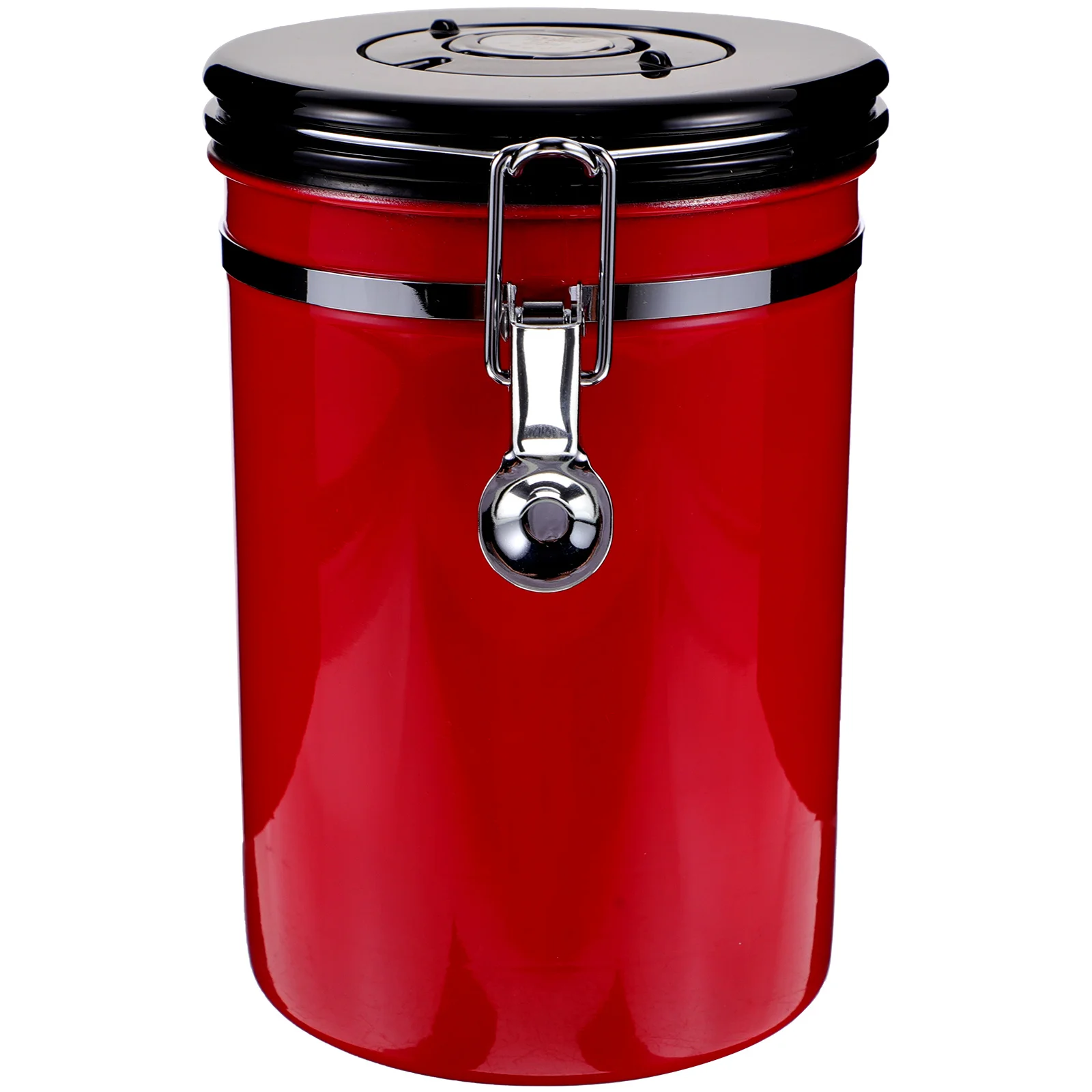 

1pcs Stainless Steel Storage Coffee Beans Storage Tank Bottle Red Home Kitchen Sealed Cans Tool Large Snacks Container Size
