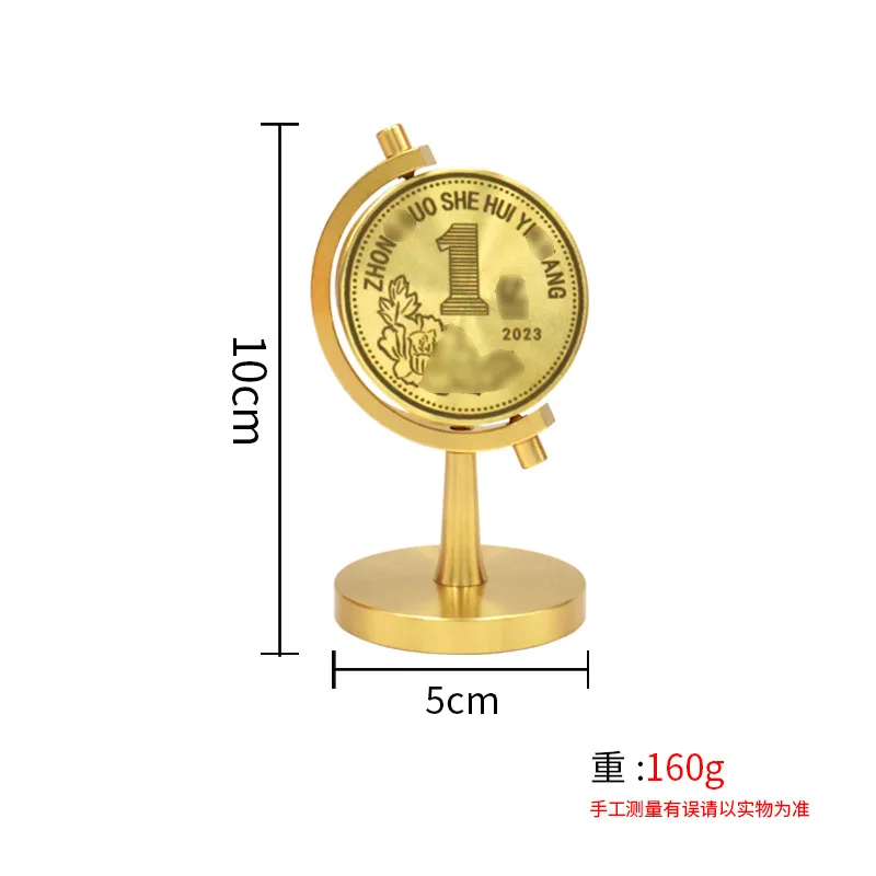 Brass Ornament Front 1 Reverse Side Struggle Small Goal Stress Relief Rotating Office Desktop