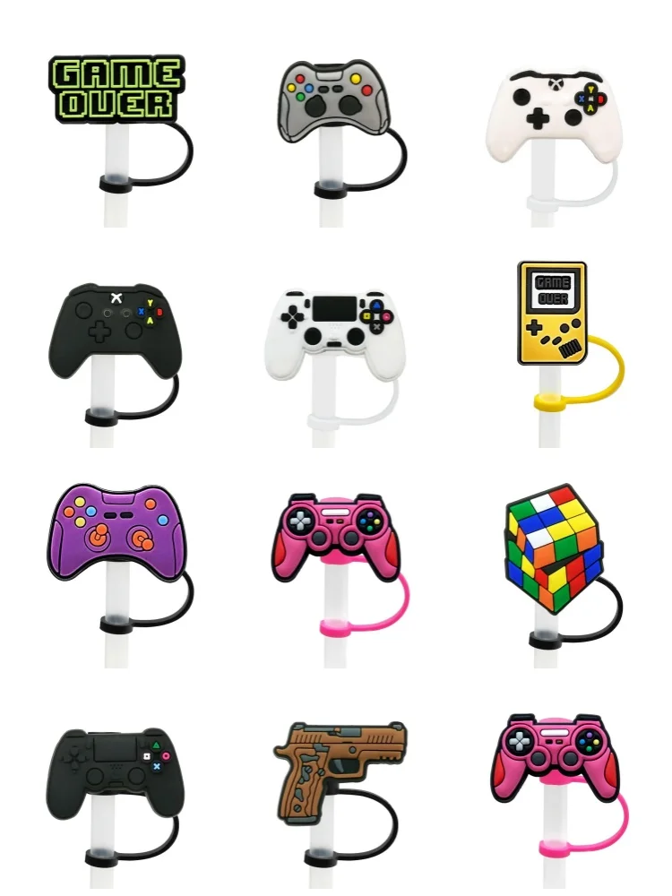 

1PCS Silica gel Gamepad Straw Topper Reusable Preventing Spillage Straw Cover Dessert Drinks Cup Dustproof Decoration