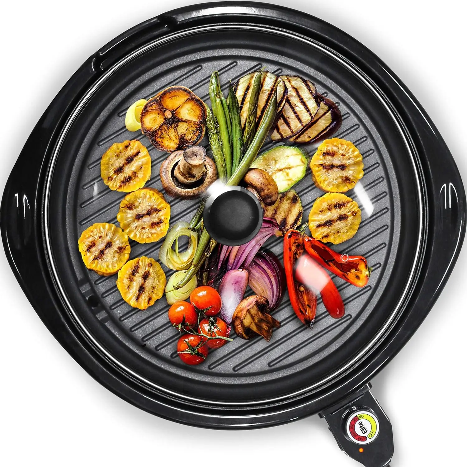 

Smokeless Electric Grill, 6-Serving, Nonstick Removable Plate, Adjustable Temp, Tempered Glass Lid, Dishwasher Safe, 14' Black