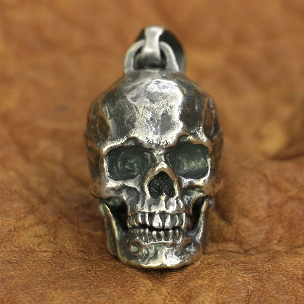 925 Sterling Silver Huge Heavy Skull Pendant Biker Punk Jewelry TA177 BZ