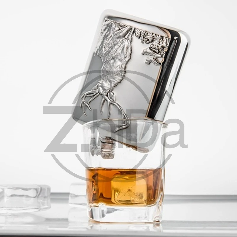 

HONEST 6oz Stainless Steel Elk Pattern Hip Flask - Deer Design Whiskey Pocket Bottle for Alcohol Storage