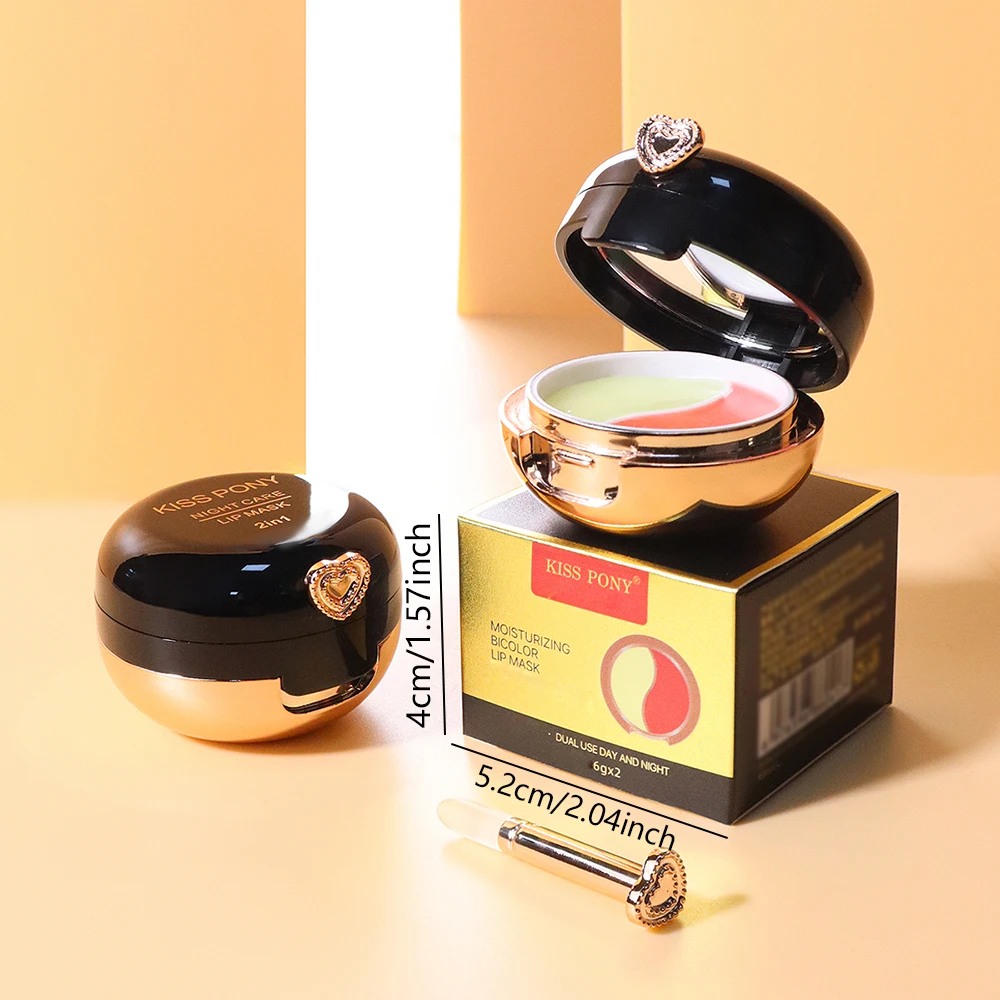قناع شفاه مرطب مزدوج اللون، مناسب لجميع أنواع البشرة، يهتم الشفاه، ويقفل في الرطوبة ويحافظ على الإضاءة