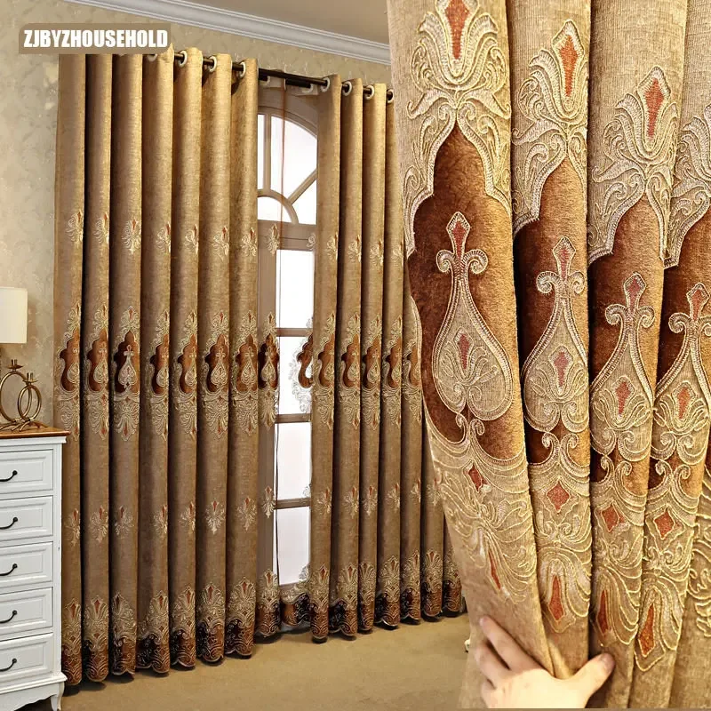 

Embroidered Luxury Curtains for Living Room Bedroom Coffee Windows Blackout European Backdrop Modern Decoration Drapes