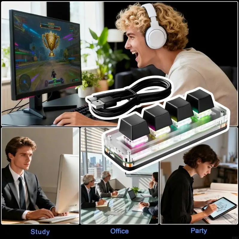 

Portable 4 Button Customizable Shortcut Keypad For Multiple Systems Compatiblity 896C