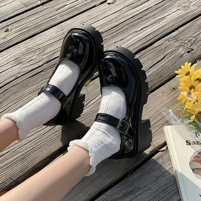 Chaussures Lolita japonaises Mary Gasoline pour femmes, chaussures à plateforme à talons hauts, chaussures cosplay vintage pour filles, chaussures uniformes JK pour étudiants, grande taille