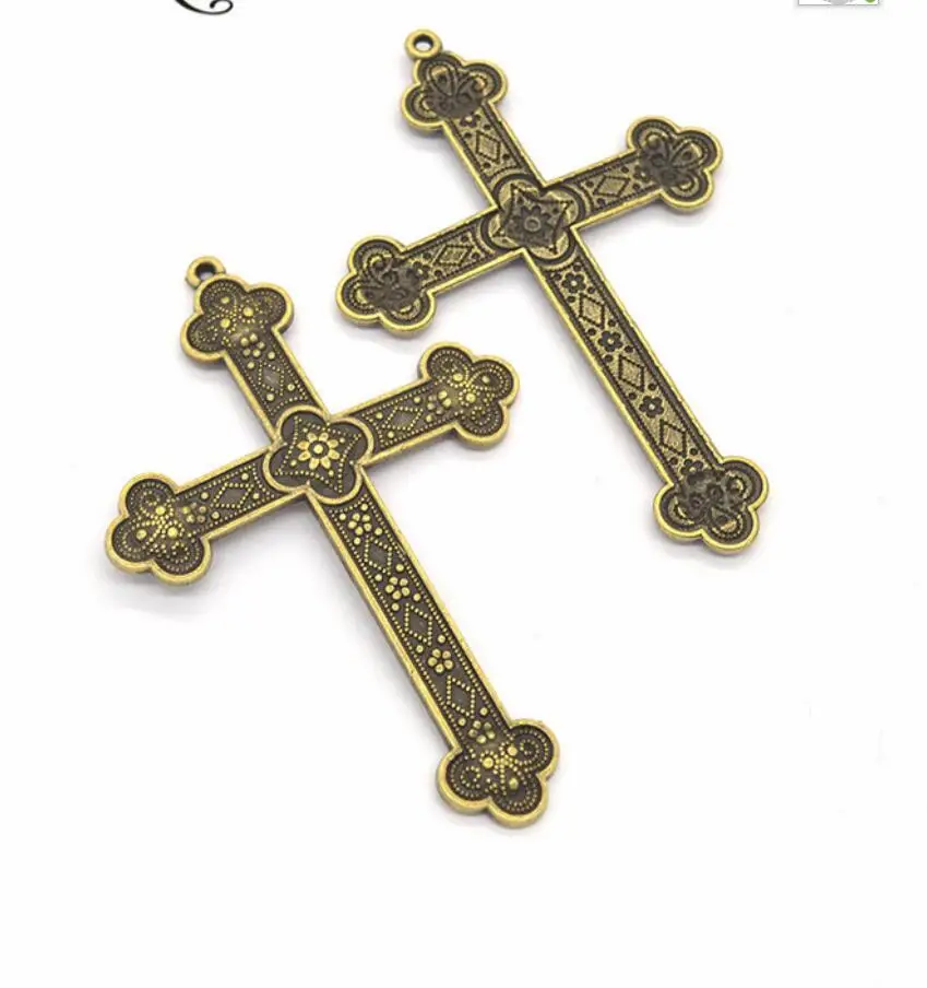 10pcs 80*53mm Antique Silver Color Cross Charms Pendant For Jewelry Making DIY Jewelry Findings F0698