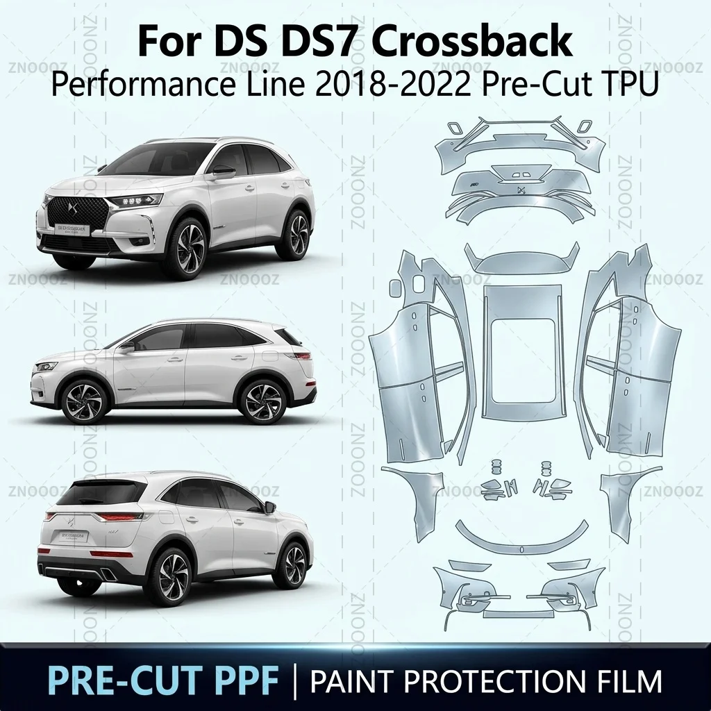 For DS DS7 Crossback Performance Line 2018-2022 Pre-Cut TPU PPF Kit Self Healing Anti Full Vehicle Glossy Clear Matte Black