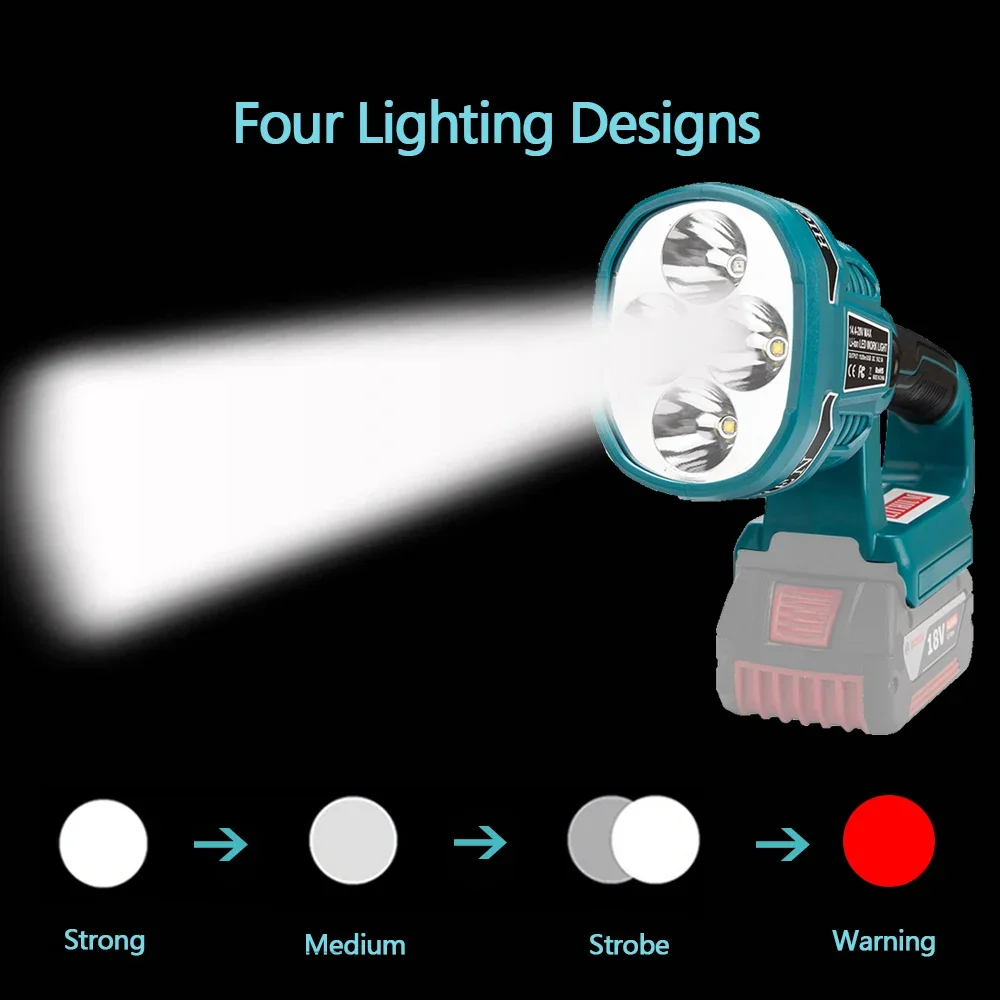 9inch 12W 1120LM Work Light for Bosch 14.4V-20V Li-ion Battery Rechargeable Outdoor Lamp Portable LED Light Flashlight