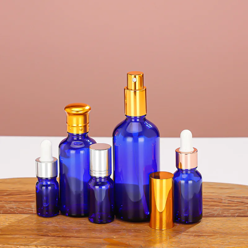 5 ml-100 ml Blau Glas Aromatherapie Flüssigkeit Pipette Flasche Nachfüllbare Flaschen Reise Tropfflaschen Probe Flaschen Sprühflasche