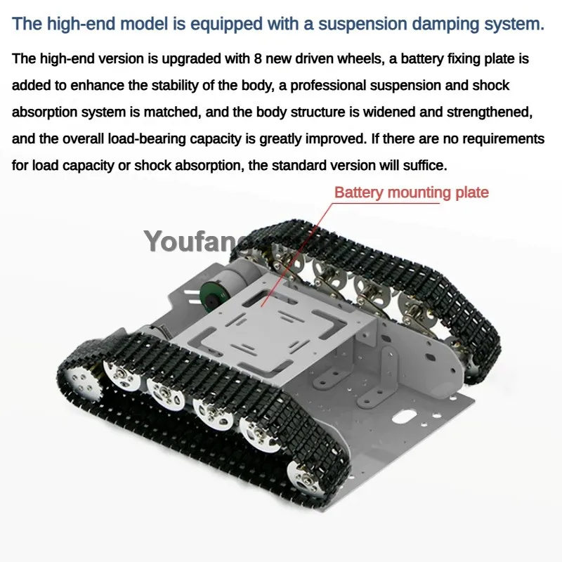 8kg de carga rc tanque choque absorver carro rastreado com codificador chassi do motor veículo para arduino raspberry pi kit diy robô programável