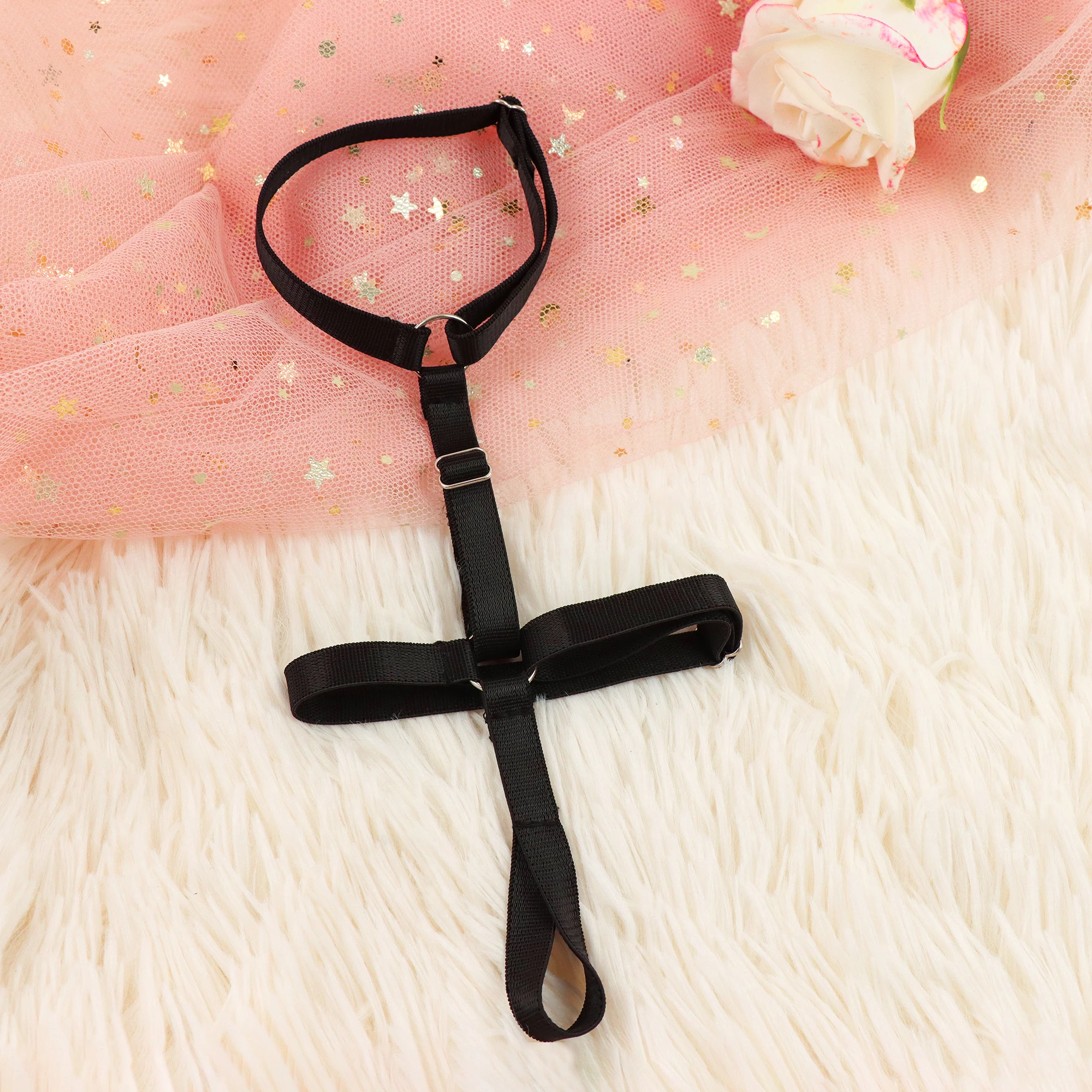 2PCS Sexy Black Elastic Bandage Anklet Foot Harness Lingerie Sensual Foot Fetish Accessory with Elastic and Adjustable Straps image 2
